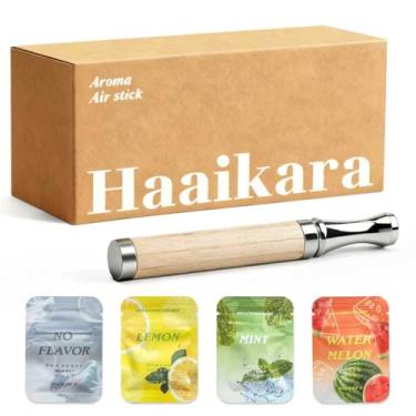 Imagem de Haaikara Inalador herbal Air Stick sem fumaça – barril de madeira de bordo e ponta de aço inoxidável | 4 aromas: menta, limão, melancia e sem cheiro | difusor de aroma relaxante, portátil, não