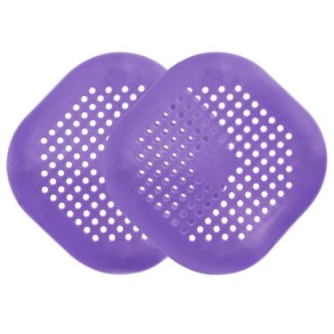 Imagem de PATIKIL Apanhador de ralo de cabelo 14 cm, 2 peças de protetor de ralo quadrado de silicone com ventosa para cozinha, banheiro, varanda, passarelas paisagísticas, pátios, roxo