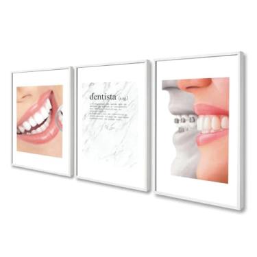 Imagem de Quadro Decorativo Odontologia Dentista Consultório Profissão Sorriso Frases Recepção Com Moldura