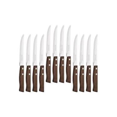 Imagem de Conjunto de facas de aço inoxidável com alça de madeira resistente à t