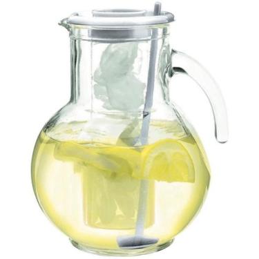 Imagem de JARRA ÁGUA SUCO COM ACESSÓRIOS BORMIOLI ROCCO KUFRA TAMPA BRANCA VIDRO