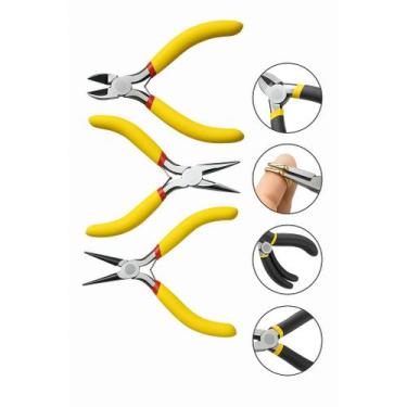 Imagem de Kit 3 Alicates Corte Eletrônica Artesanato Bijuterias Bico - BOMVINK