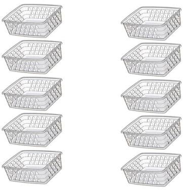 Imagem de Kit 10 Caixas Decorativa Cesto Organizador Multiuso Transp - Uninjet