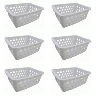 Imagem de Kit 6 Cesto Organizador Multiuso  Médio Branco 0593 Uninjet