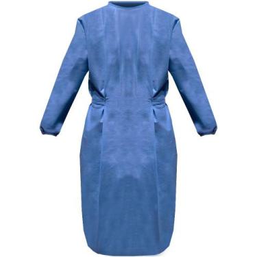 Imagem de Kit 10 Avental Jaleco Descartável Manga Longa TNT 40grs - FA, AZUL