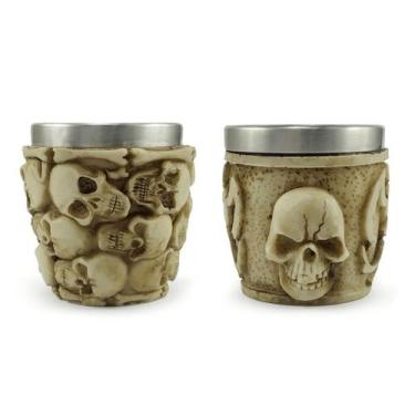 Imagem de Kit 2 Copos Shot Dose Em Aço Inox Resina Colecionável Decorativo Para 