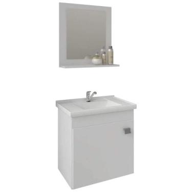 Imagem de Gabinete Armário de Banheiro com Pia Cuba Espelho Ana Mgm, BRANCO