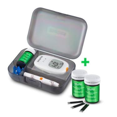 Imagem de Kit Medidor de Glicemia Glicocheck CarePlus + 100 tiras para Glicemia Multi Saúde - HC4870K HC4870K