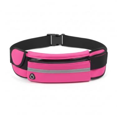 Imagem de Pochete Esportiva Rosa com Faixa Refletiva, Cinto Ajustável, Bolsa de Cintura Impermeável para Corrida e Exercícios