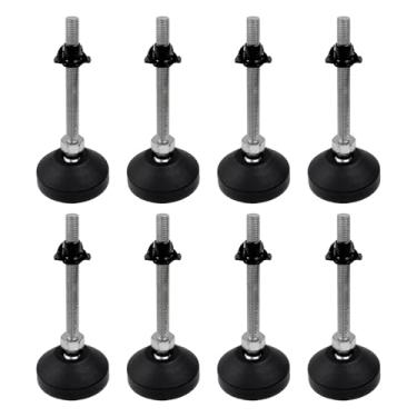 Imagem de Antrader Pés de nivelamento ajustáveis com porca em T, niveladores de móveis de rosca M8, pés de borracha giratórios resistentes para equipamentos mecânicos (D50 x M8 x H80, 8 peças)