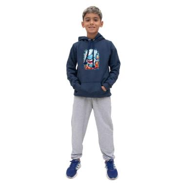 Imagem de Conjunto Infantil Menino Estampa Tubarao Blusa Canguru e Calça Moletom Toque Macio