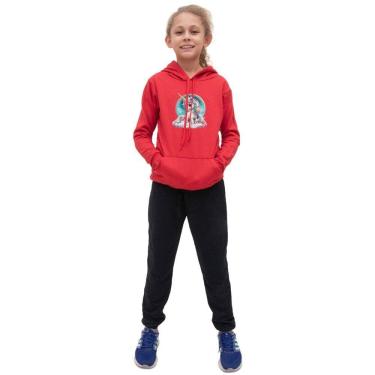 Imagem de Conjunto Infantil Menina Estampa Unicornia Colorida Blusa Canguru e Calça Moletom Toque Macio