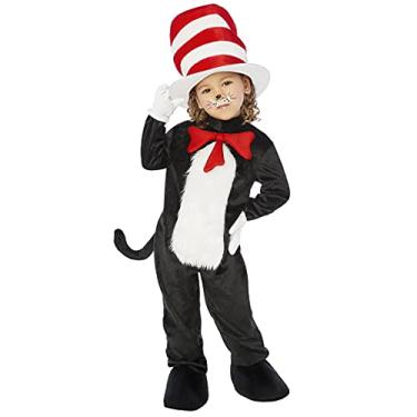 Imagem de Spirit Halloween Macacão infantil de gato com chapéu - 3-4T