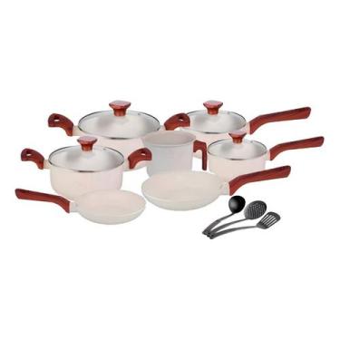 Imagem de Jogo de Panelas Antiaderente Cerâmico Fogão Indução kit 10 peças Prati