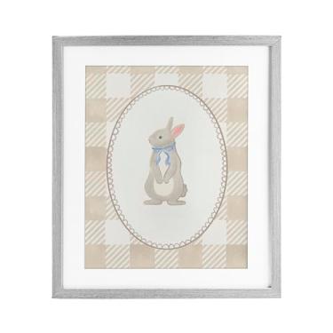 Imagem de Stupell Industries Impressão emoldurada Bunny on Green Gingham Gray Under Glass, design by The Paper Curator, 21 x 17