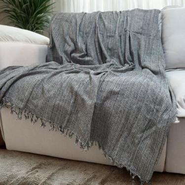Imagem de Manta para Sofá Capa Protetora 2,40 x 1,80 Gigante Algodão Cama Decorativa Colcha Coberta(King Cinza Mesclado)