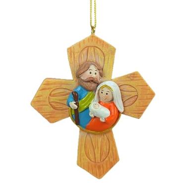 Imagem de Enfeites de Natal 2025, enfeites de cruz de resina, presentes cristãos, religiosos católicos, presépio, bebê Jesus, enfeites de árvore de Natal (estilo cruzado)