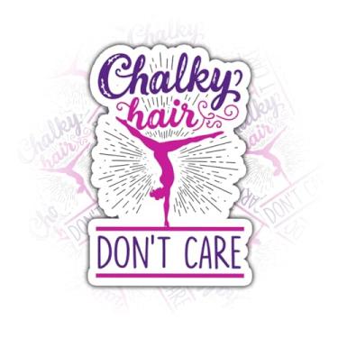 Imagem de (3 peças) Adesivo Chalky Hair Don't Care, Adesivo de Vinil com Citação Gymnast Life, Presentes para Meninas Ginastas Treinadoras Copos – 7,5 x 7,6 cm