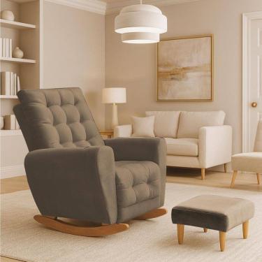 Imagem de Poltrona Amamentação Base Balanço Cecilia Capuccino