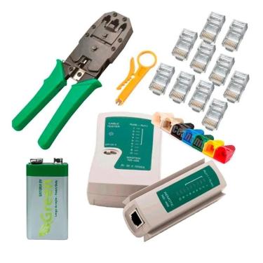 Imagem de Alicate De Crimpar Rj45/11+Teste Rj45/11+Decapador+10Rj+Capa