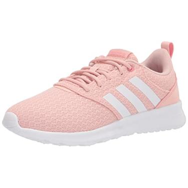 Imagem de adidas Tênis de corrida feminino Qt Racer 2.0, Rosa vapor/branco/super pop, 11