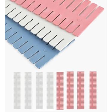 Imagem de Divisórias de gaveta ajustáveis de 10 cm – pacote com 8 (branco + rosa) – separador organizador de plástico DIY para meias, roupas íntimas, divisórias de gaveta para cômoda, cozinha, banheiro