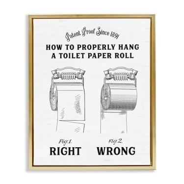 Imagem de Stupell Industries Right & Wrong Rolo de vaso sanitário marrom emoldurado com arte de parede flutuante, design por Lettered and Lined, 21 x 17