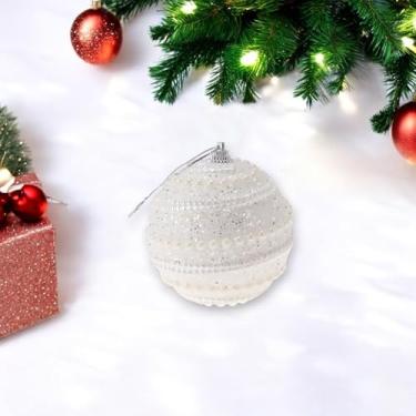 Imagem de Generic 1 peça de enfeites de bolas de Natal redondas padrão horizontal espuma branca 8 cm