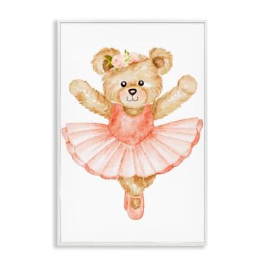 Imagem de Stupell Industries Ursinho de pelúcia tutu branco emoldurado arte giclée, design por Amy Hall, 61 x 40 cm