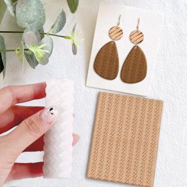 Imagem de Rolo de textura de argila de polímero, rolo de argila de polímero para fazer brincos, funciona com cortadores