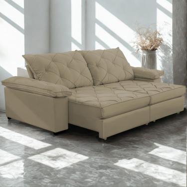 Imagem de Sofá Retrátil E Reclinável 2,20m Clara | Conforto Premium E Design Elegante Capuccino