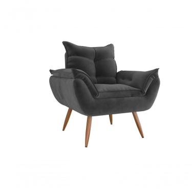 Imagem de Poltrona Decorativa Tóquio 1 Lugar Veludo Cinza Matrix