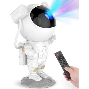Imagem de Astronaut Luminária LED Projetor Galáxia, com Controle Remoto, Base Lunar, Luz Colorida, Decorativa para Quarto, Sala e Casa - 24cm -USB- BRANCO