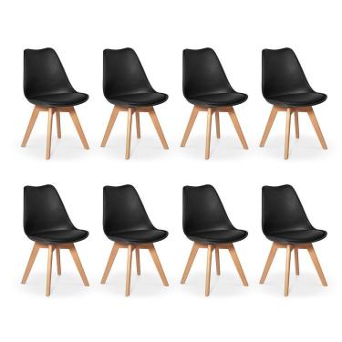 Imagem de Conjunto 08 Cadeiras Eames Wood Leda Design Preta