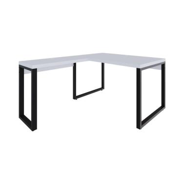 Imagem de Mesa Em L Operacional 135x160x75cm Yon Branco Tx-est.preta Branco Tx-est.preta