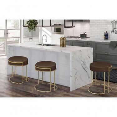 Imagem de Puff Decorativo Sarah Sala E Recepção Metal Dourado Veludo