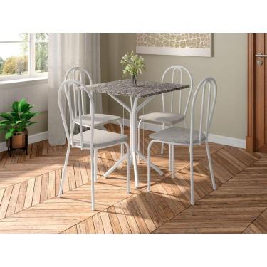 Imagem de Conjunto Mesa Thais 4 Cadeiras 004 Base Branco Tampo Granito