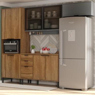 Imagem de Armário De Cozinha Completa Miami Motion Carraro Freijó Com Cinza Titânio