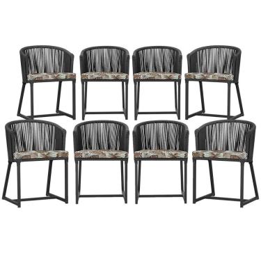 Imagem de 8 Cadeiras De Jantar área Noronha Preta E6 Trama Original Preto