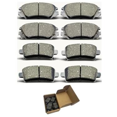 Imagem de Conjunto de pastilhas de freio de cerâmica - dianteiro e traseiro 8 peças compatíveis com Buick Allure 2010, 2010-2014 LaCrosse, 2012 Regal, 2013 Chevrolet Malibu, 2011 Saab 44079 | D1421 D1430 |