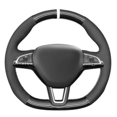 Imagem de MEWANT Capa de volante costurada à mão para Skoda Octavia/Citigo 2015-2019/Skoda Fabia/Kodiaq/Superb 2016-2019/Skoda Scala 2019-2022/Kamiq 2020-2021