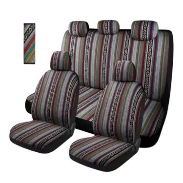 Imagem de ZNDAW Cobertores de assento de carro Baja com 10 peças, conjunto completo de capas de assento laváveis respiráveis com almofada de cinto de segurança, protetor de assento compatível com airbag de