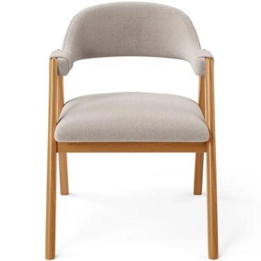 Imagem de Cadeira De Jantar E Estar Living Estofada Nadja L02 Bouclê Bege Gtdnexxus