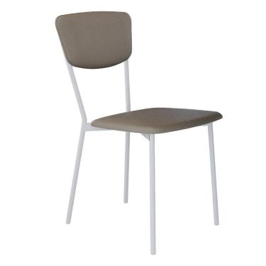 Imagem de Cadeira Estofada Para Sala De Jantar Village Branco C01 Courino Cinza - Lyam Decor