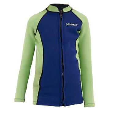 Imagem de Jaqueta infantil de neoprene de 1,5 mm-3 mm, manga comprida, camisa de mergulho com zíper frontal, maiô molhado para snorkeling, mergulho, natação (3 mm, verde, médio)