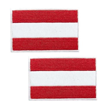Imagem de JBSJBS Remendos bordados da bandeira da Áustria com bandeiras austríacas emblema tático militar da Áustria decorações com logotipo da equipe (pacote com 2)