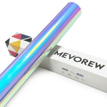 Imagem de MEVOREW Vinil holográfico branco de transferência de calor - 30,5 cm x 1,8 m HTV holográfico para camisas, ferro holográfico em vinil para máquina de prensa térmica, brilho málico, fácil de cortar e