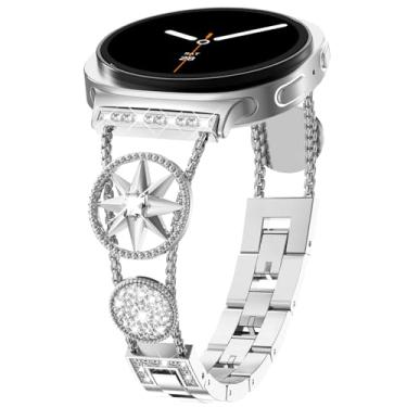 Imagem de WINGLE Pulseira brilhante para Galaxy Watch 8 de 40 mm e 44 mm para Samsung Galaxy Watch 8 Classic de 46 mm, estrela de oito pontas, pulseira de metal de diamante cintilante de luxo para Galaxy Watch8