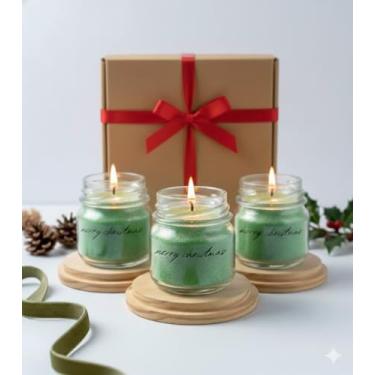 Imagem de Kit 3 Velas de Natal em Pó Verde 50g - Decoração Festiva e Aconchegante para Seu Lar