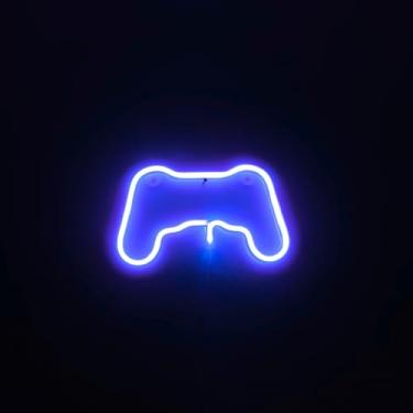 Imagem de Luminária Placa Led Neon - Letreiro de Luz Parede USB Pilha(Gamer Azul)